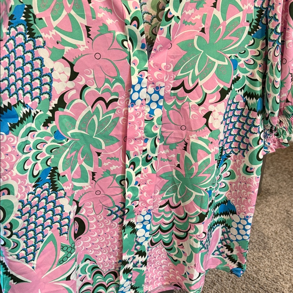 JODIFL Pink and Green Floral Blouse - Final Drop - Picture 4 of 4